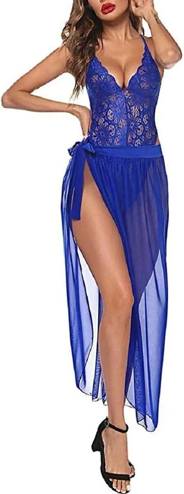 Blue_Net_Self_Design_Babydoll_For_Women