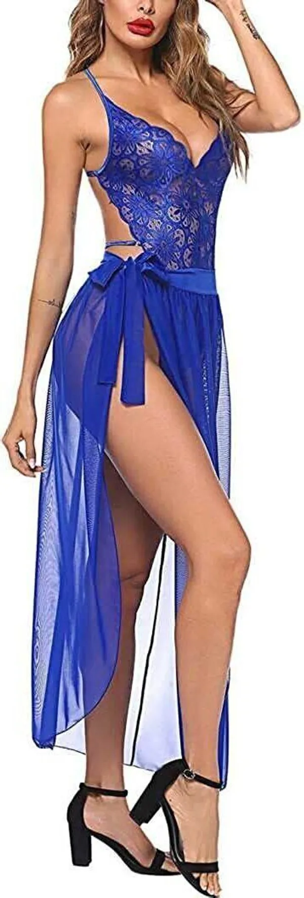 Blue_Net_Self_Design_Babydoll_For_Women