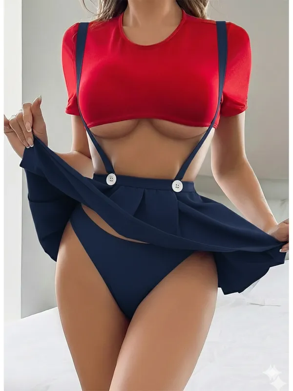 Women's_Sexy_Schoolgirl_Cosplay_Babydoll_-_Red_Crop_Top_&_Navy_Pleated_Suspender_Skirt_-_Cute_Roleplay_Babydoll_Outfit