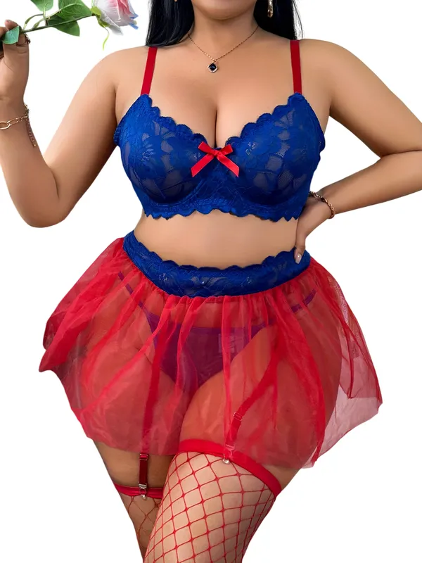 Women_Lace_Lingerie_Set_with_Sheer_Tulle_Mini_Skirt_Sexy_Babydoll_Nightwear