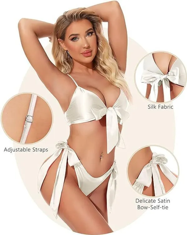 White_Silk_Blend::Satin_Blend_Self_Design_Babydoll_For_Women