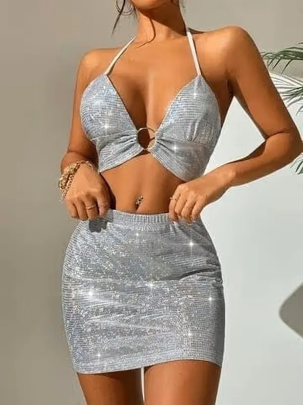 Silver_Polyester_Self_Design_Babydoll_For_Women