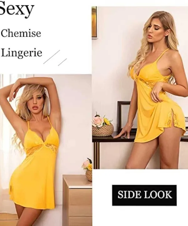 Yellow_Polycotton_Self_Design_Babydoll_For_Women