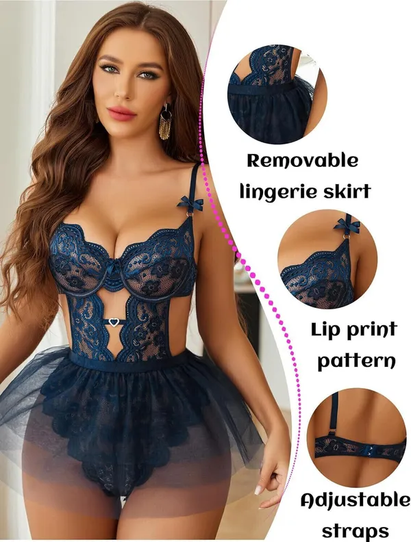 Blue_Polyester_Self_Design_Babydoll_For_Women
