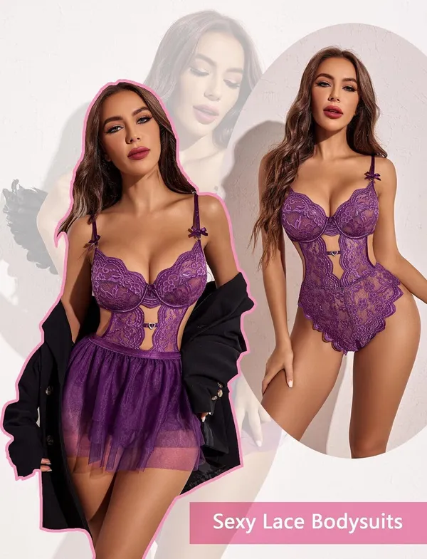 Purple_Polyester_Self_Design_Babydoll_For_Women