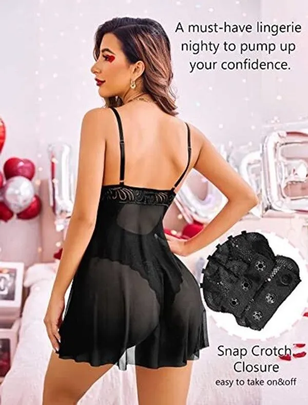 Black_Net_Self_Design_Babydoll_For_Women