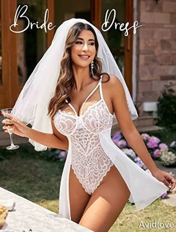 White_Net_Self_Design_Babydoll_For_Women