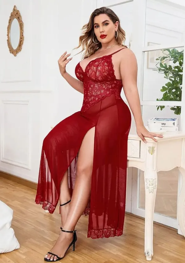 Maroon_Polyester_Self_Design_Babydoll_For_Women