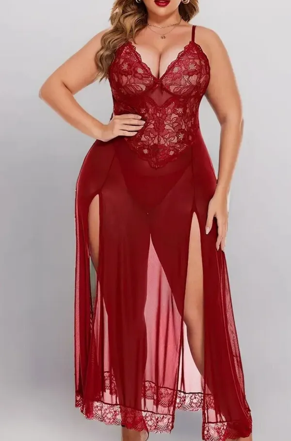 Maroon_Polyester_Self_Design_Babydoll_For_Women