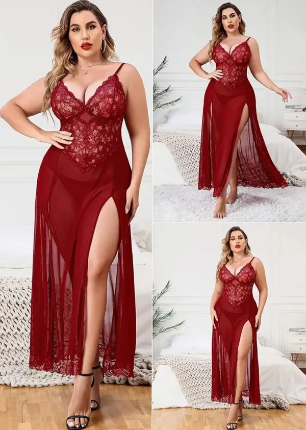 Maroon_Polyester_Self_Design_Babydoll_For_Women