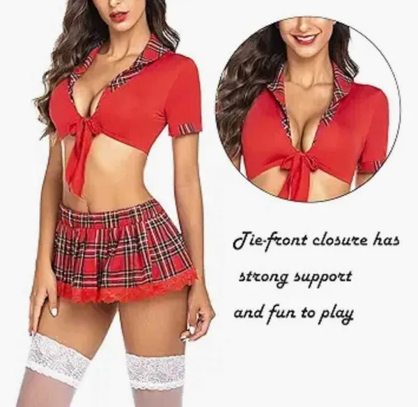 Red_Polyester_Checkered_Babydoll_For_Women