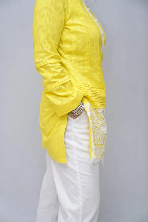 Yellow_&_White_Elegant_Design_Fancy_Cotton_Co-Ord_Set_For_Women
