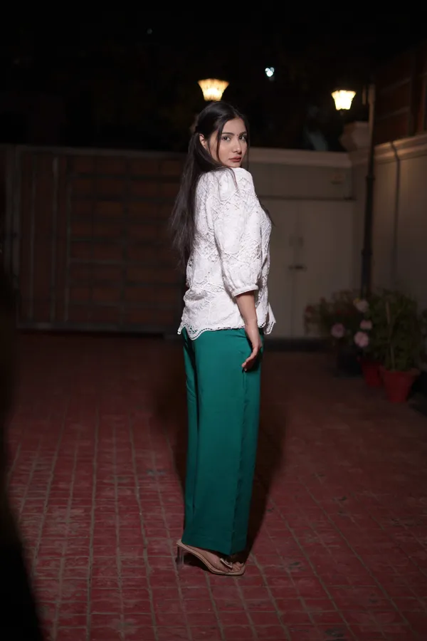 White_&_Emerald_Green_Polyester_Cotton_Co-Ord_Set_For_Women