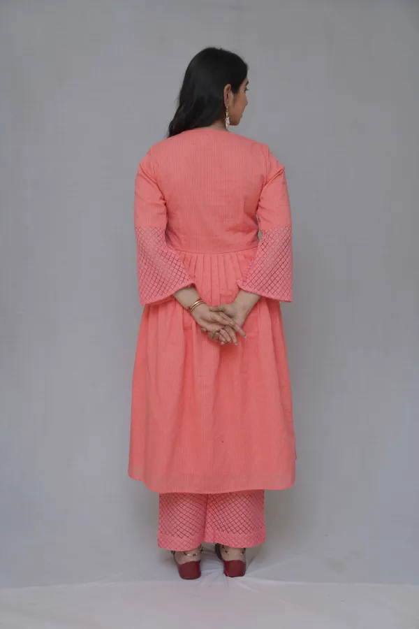Peach_Fancy_Cotton_Kurta_Set_For_Women