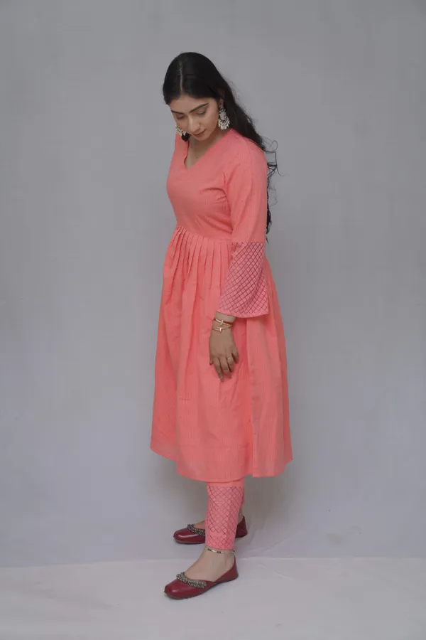 Peach_Fancy_Cotton_Kurta_Set_For_Women