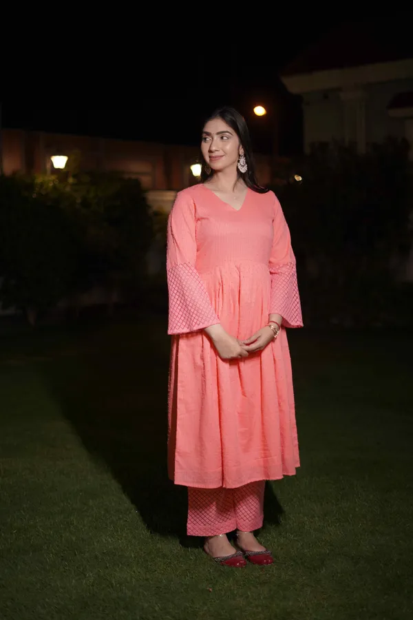 Peach_Fancy_Cotton_Kurta_Set_For_Women