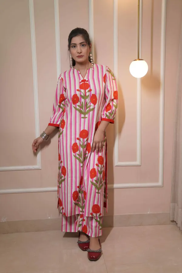 Pink_Rayon_Kurta_Set_For_Women