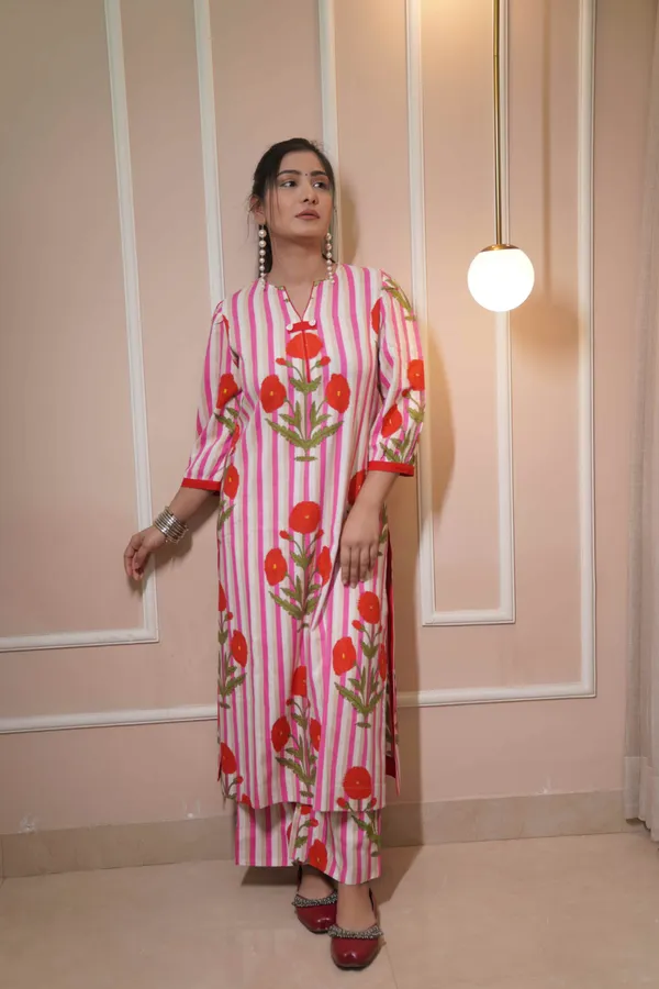 Pink_Rayon_Kurta_Set_For_Women