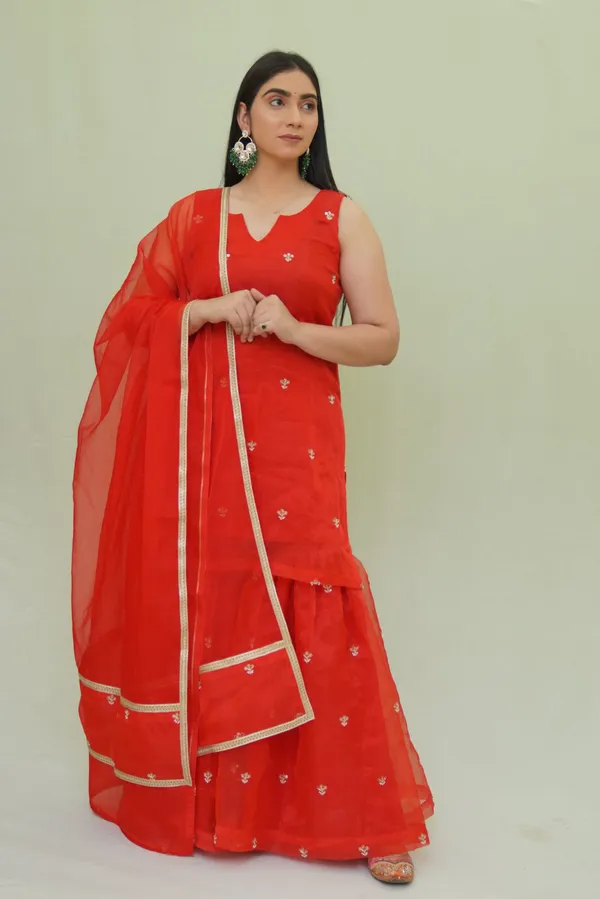 Red_Organza_Garara_Suit_With_Dupatta_For_Women