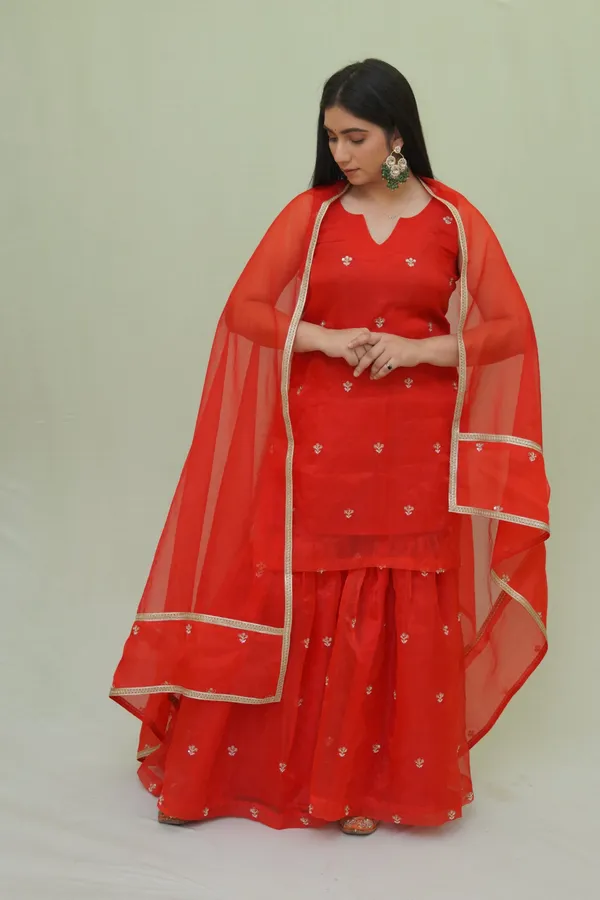 Red_Organza_Garara_Suit_With_Dupatta_For_Women