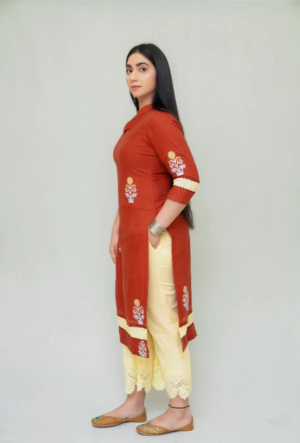 Red_Kota_Doria_Kurta_Set_For_Women