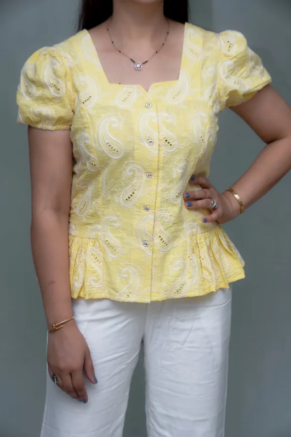 Yellow_&_White_Cotton_Co-Ord_Set_For_Women