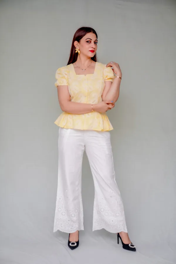 Yellow_&_White_Cotton_Co-Ord_Set_For_Women