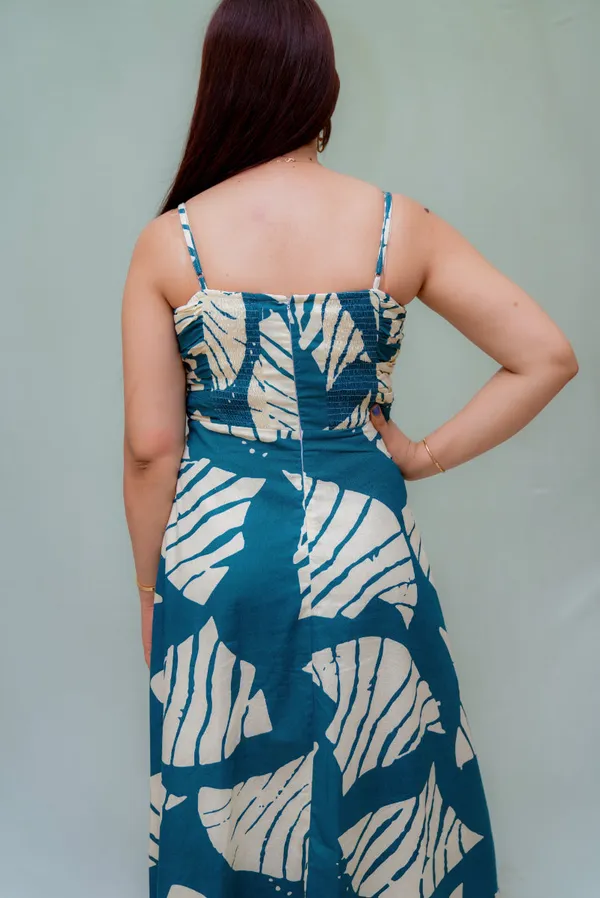 Teal_Blue_Flex_Cotton_Midi_Dress_For_Women