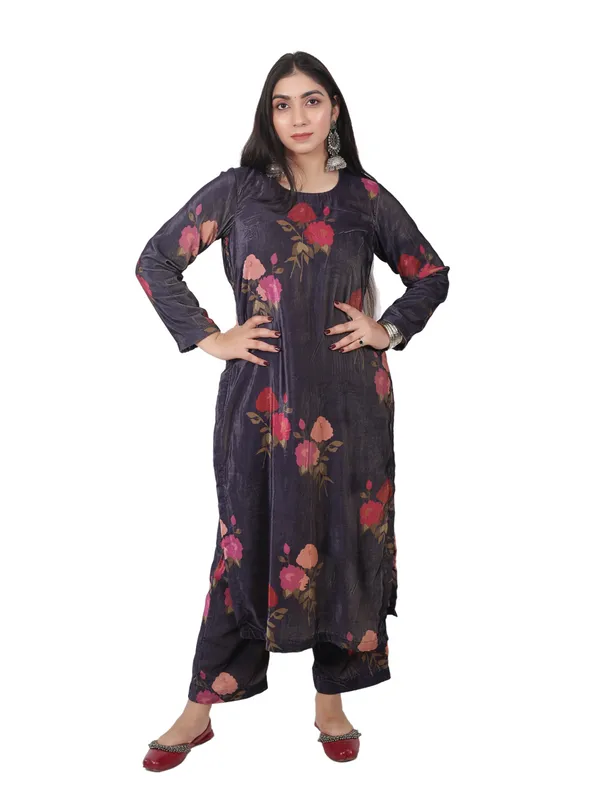 Purple_Velvet_Floral_Kurta_Set_For_Women