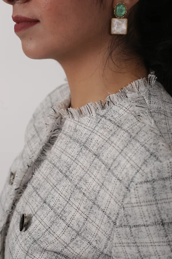 Light_Grey_Check_Tweed_Blazer_Set_For_Women