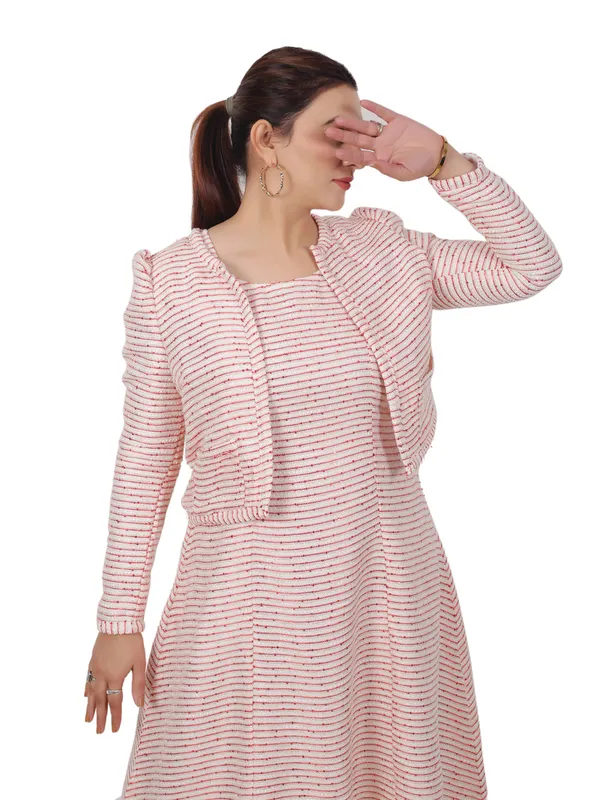 Peach_Tweed_Midi_Dress_With_Jacket_For_Women