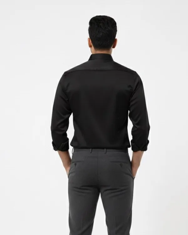 Midnight_Blue_&_Black_Satin_Slim_Fit_Sliver_Logo_Shirt_For_Men_(Pack_Of_2)
