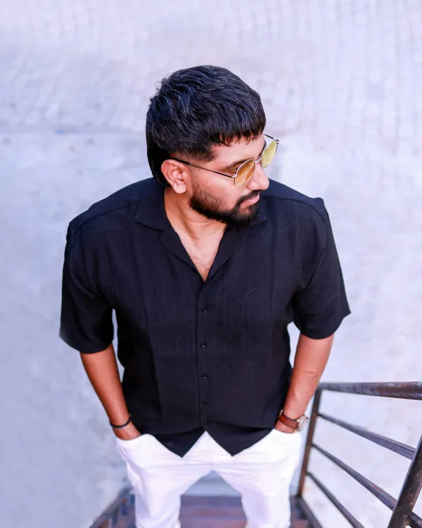 Black_Linen_Blend_Slub_Shirt_For_Men