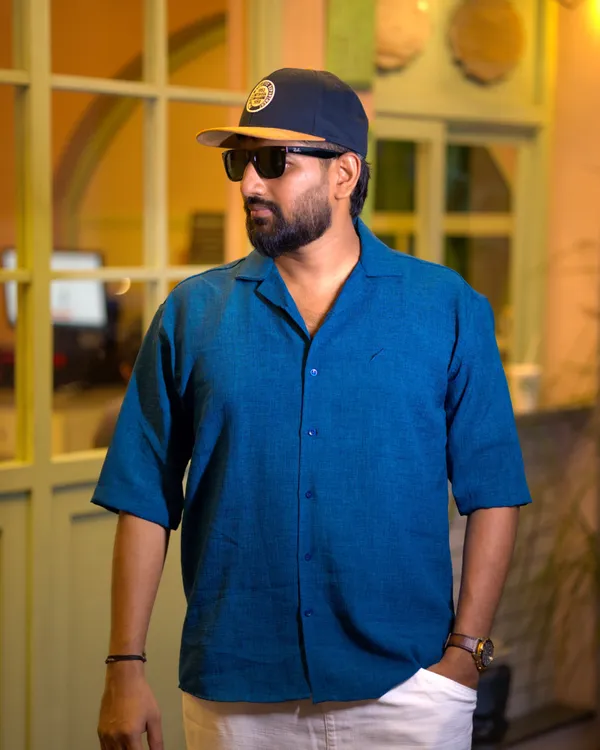 Deep_Teal_Linen_Blend_Slub_Shirt_For_Men