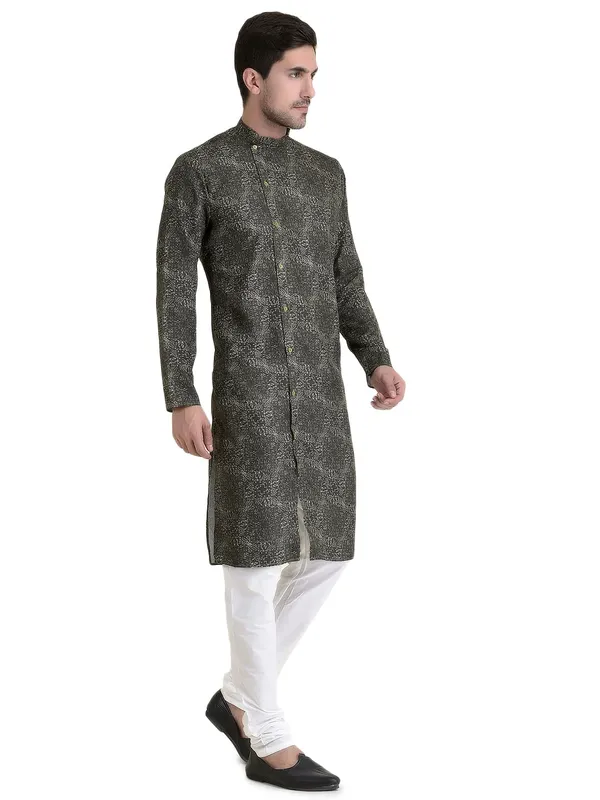 Green_Cotton_Green_Full_Sleeve_Regular_Fit_Printed_Kurta_For_Men