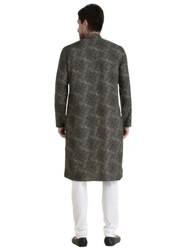Green_Cotton_Green_Full_Sleeve_Regular_Fit_Printed_Kurta_For_Men