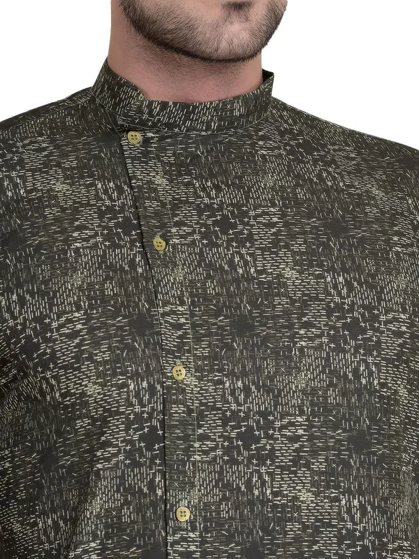Green_Cotton_Green_Full_Sleeve_Regular_Fit_Printed_Kurta_For_Men