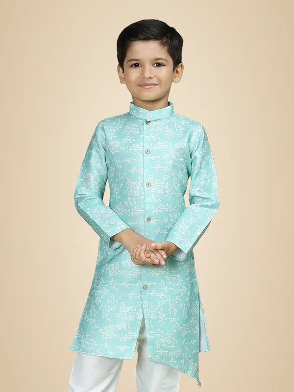 Blue_Cotton_Full_Sleeve_Regular_Fit_Printed_Blue_Kurta_Ͽ�_Comfortable_&_Stylish_For_Boy