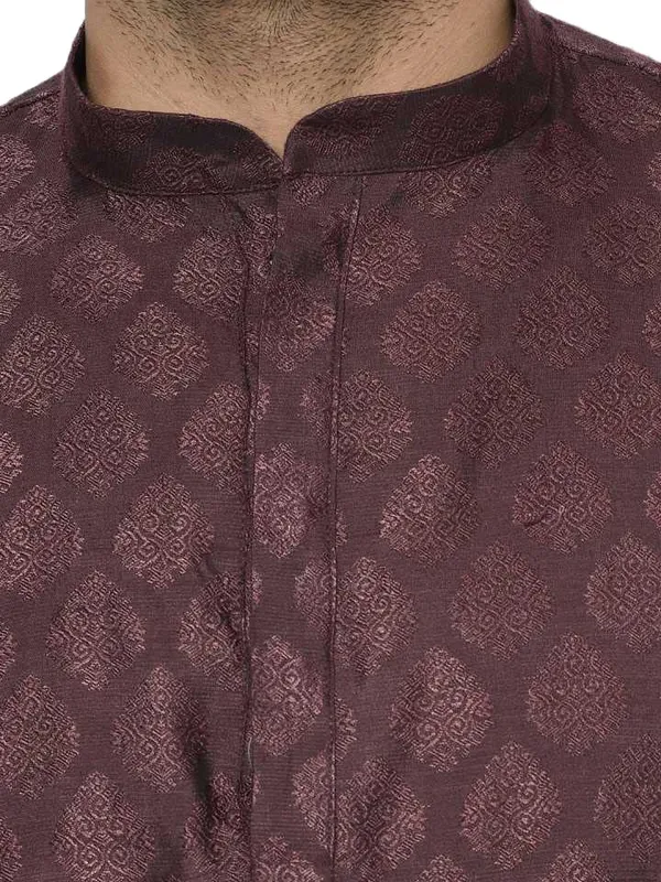Purple_Jacquard_Full_Sleeve_Regular_Printed_Kurta_Set_For_Men