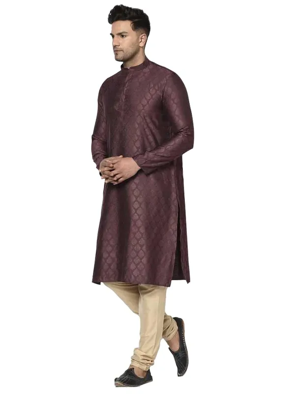 Purple_Jacquard_Full_Sleeve_Regular_Printed_Kurta_Set_For_Men