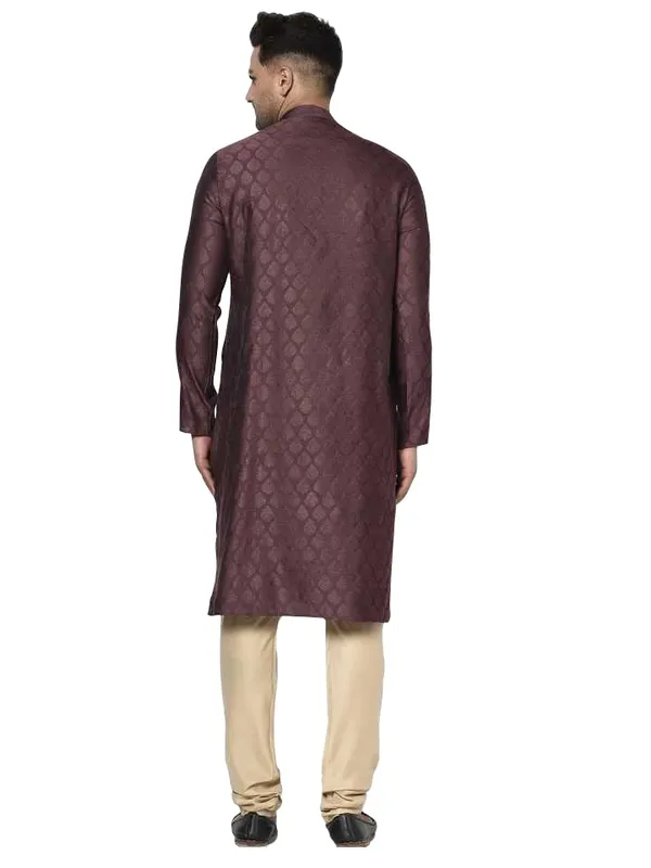Purple_Jacquard_Full_Sleeve_Regular_Printed_Kurta_Set_For_Men