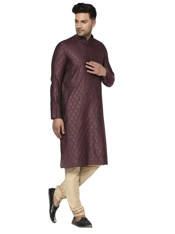 Purple_Jacquard_Full_Sleeve_Regular_Printed_Kurta_Set_For_Men