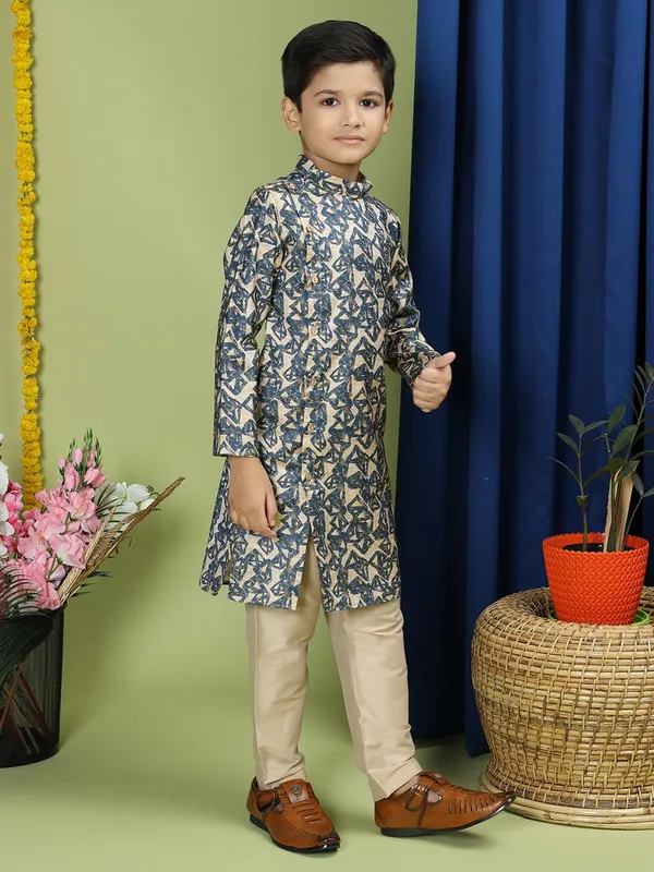 Blue_Cotton_Full_Sleeve_Regular_Fit_Printed_Blue_Kurta_For_Boy