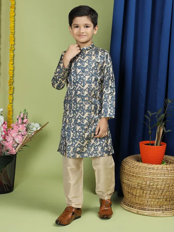 Blue_Cotton_Full_Sleeve_Regular_Fit_Printed_Blue_Kurta_For_Boy