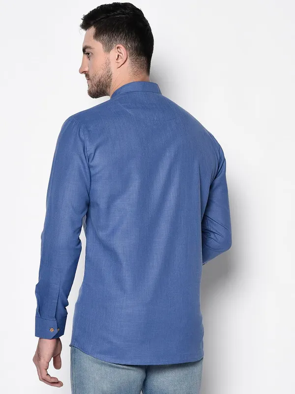 Blue_Full_Sleeve_Regular_Plain_Kurta_For_Men