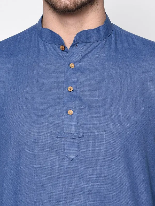 Blue_Full_Sleeve_Regular_Plain_Kurta_For_Men