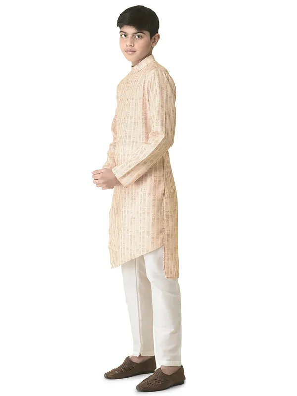 Yellow_Cotton_Full_Sleeve_Regular_Printed_Kurta_Set_For_Kids