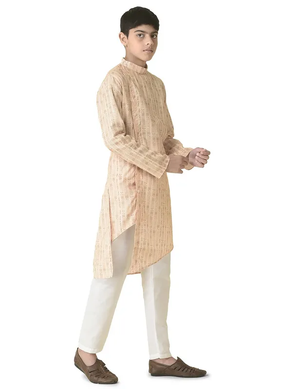 Yellow_Cotton_Full_Sleeve_Regular_Printed_Kurta_Set_For_Kids