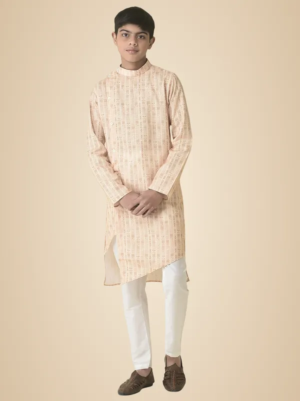 Yellow_Cotton_Full_Sleeve_Regular_Printed_Kurta_Set_For_Kids