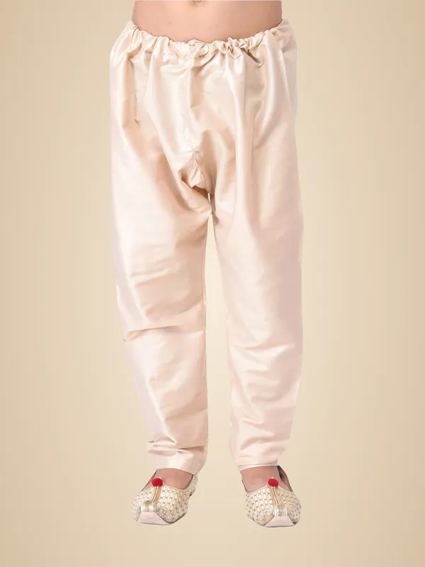 Cream_Cotton_Regular_Plain_Churidar_For_Kids